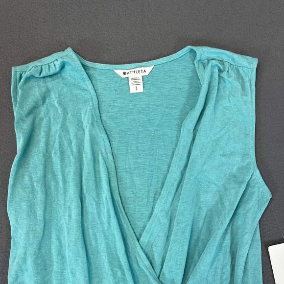 Athleta Breezy Wrap Tank Top Sz Small Blue Teal Athleisure Coastal Fem Modal NWT - Picture 2 of 9